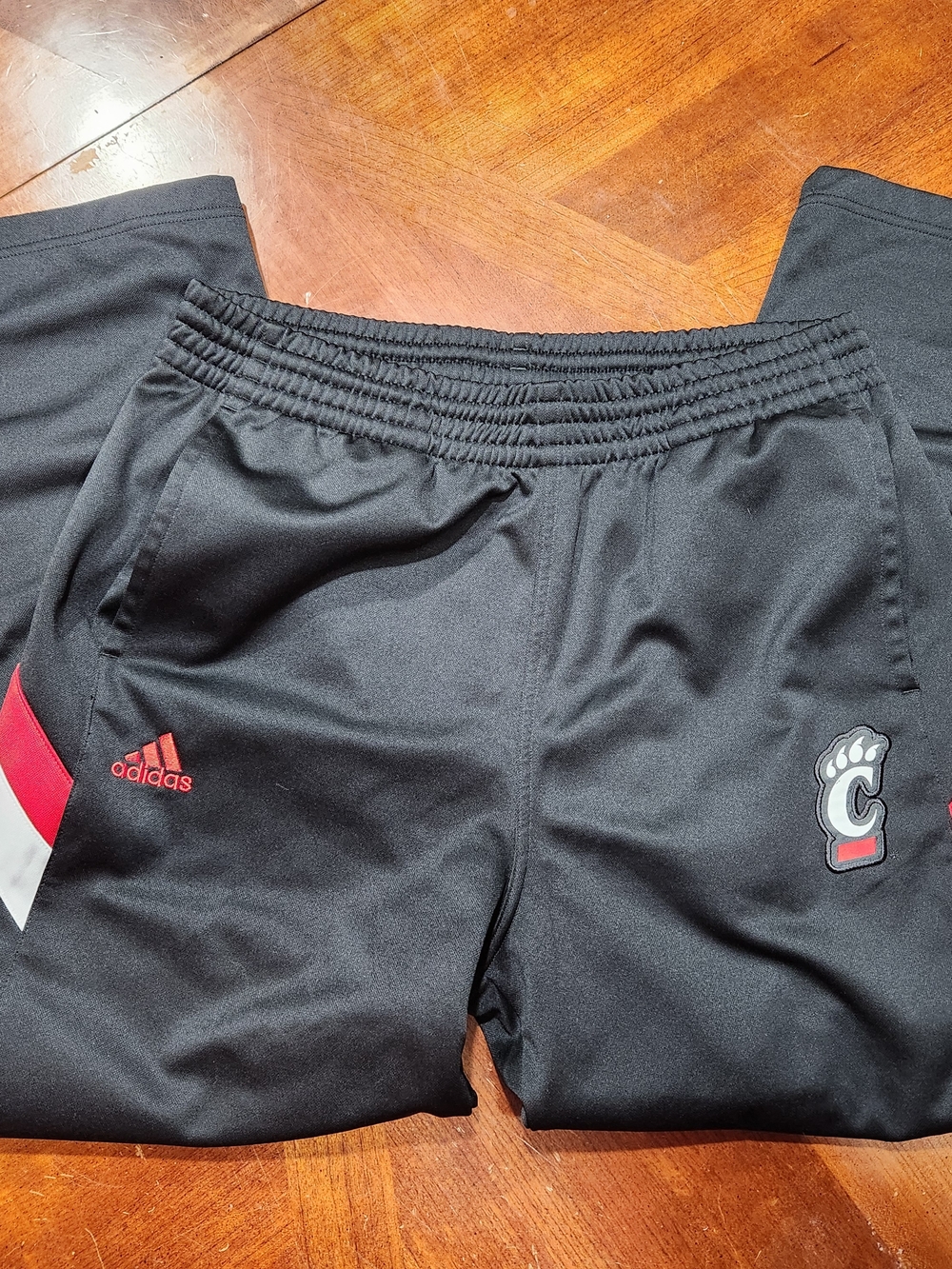 adidas Black Jogger Pants Large Red and White Accents - Cincinnati Bearcats Logo